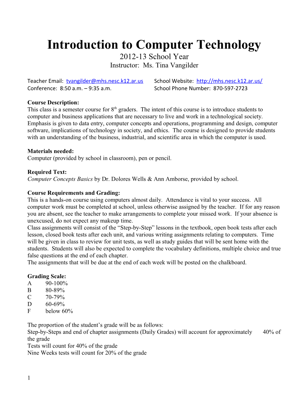 Introduction to Computer Technology (CT)