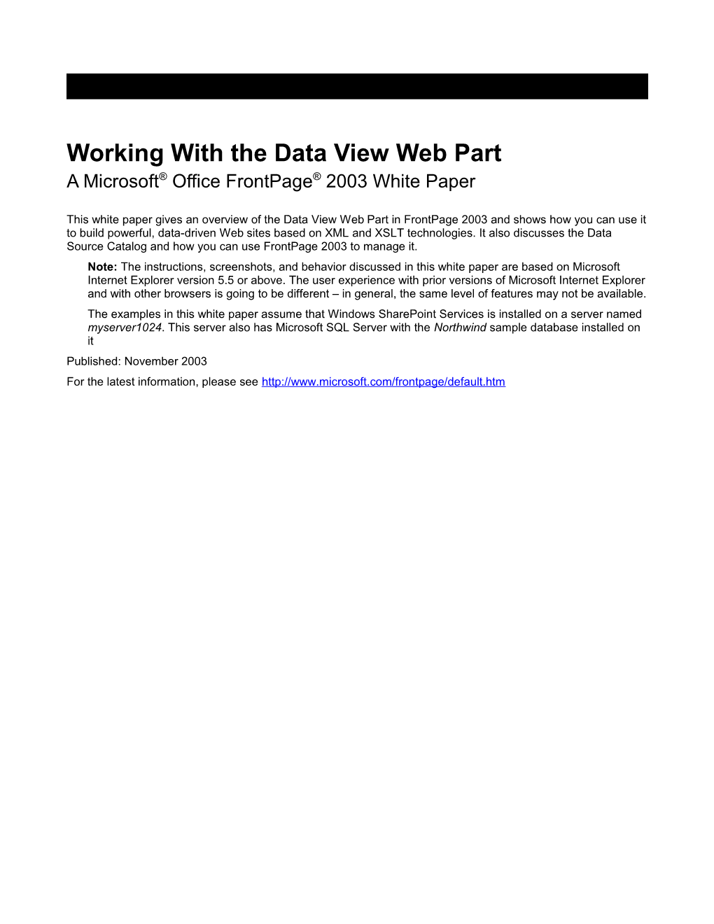 Working with the Data View Web Part