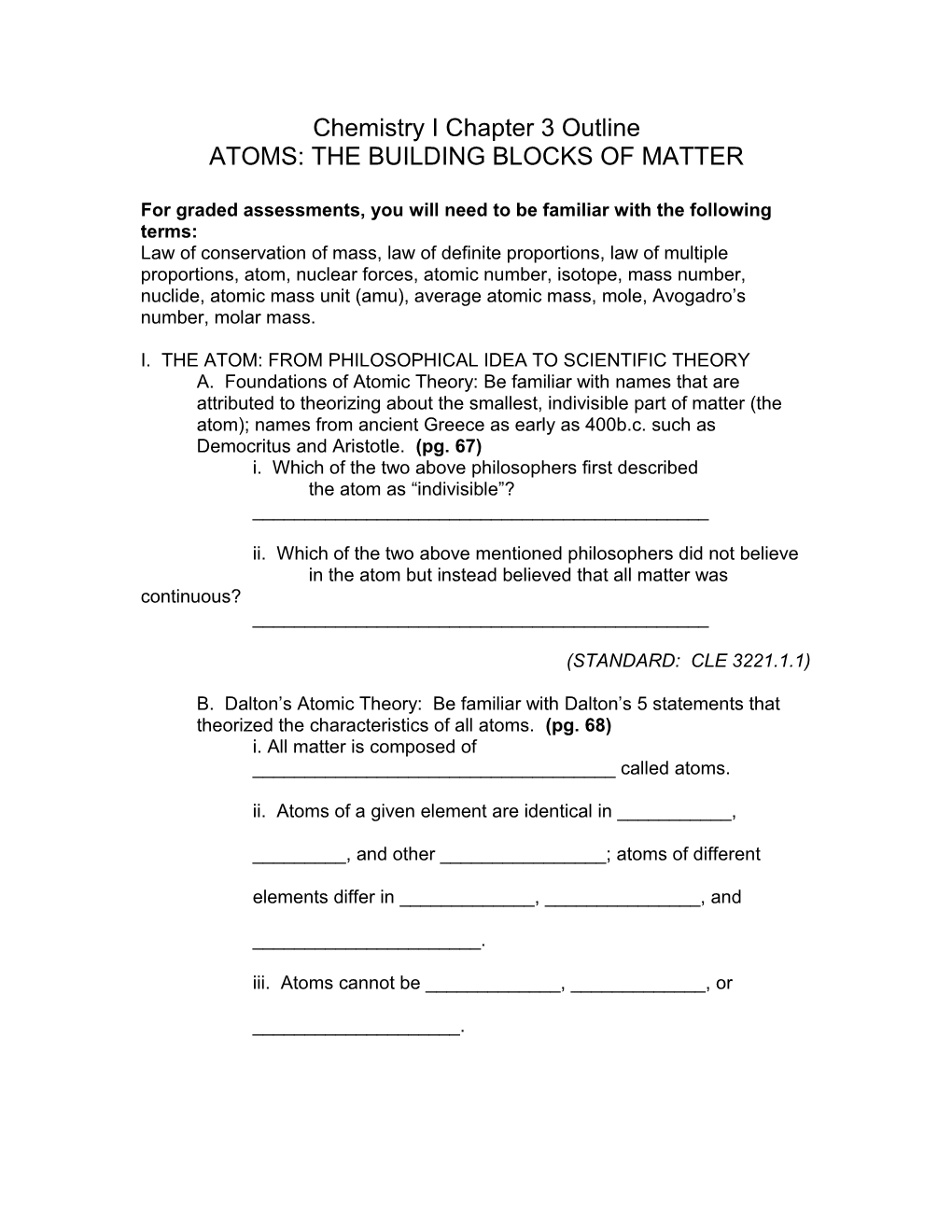 For Graded Assessments, You Will Need to Be Familiar with the Following Terms