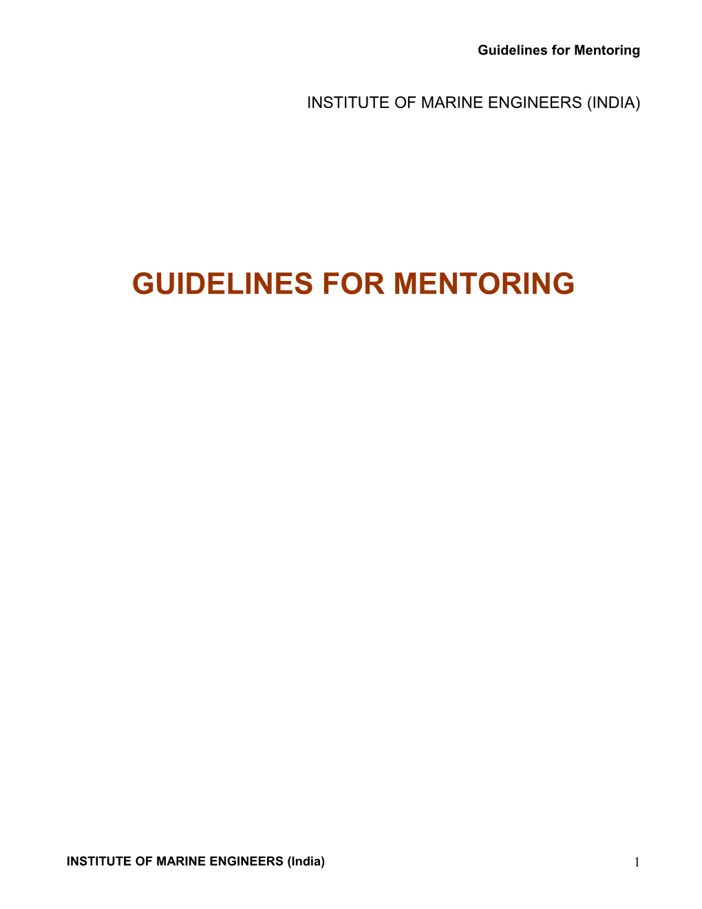 Guidelines for Mentoring