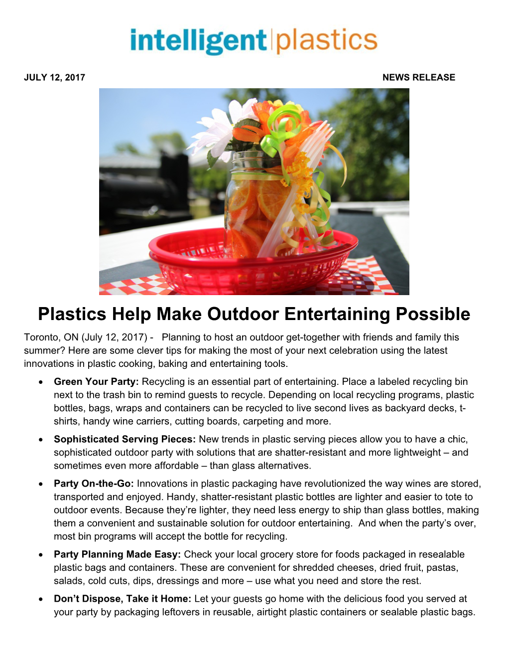 Plastics Help Make Outdoor Entertaining Possible