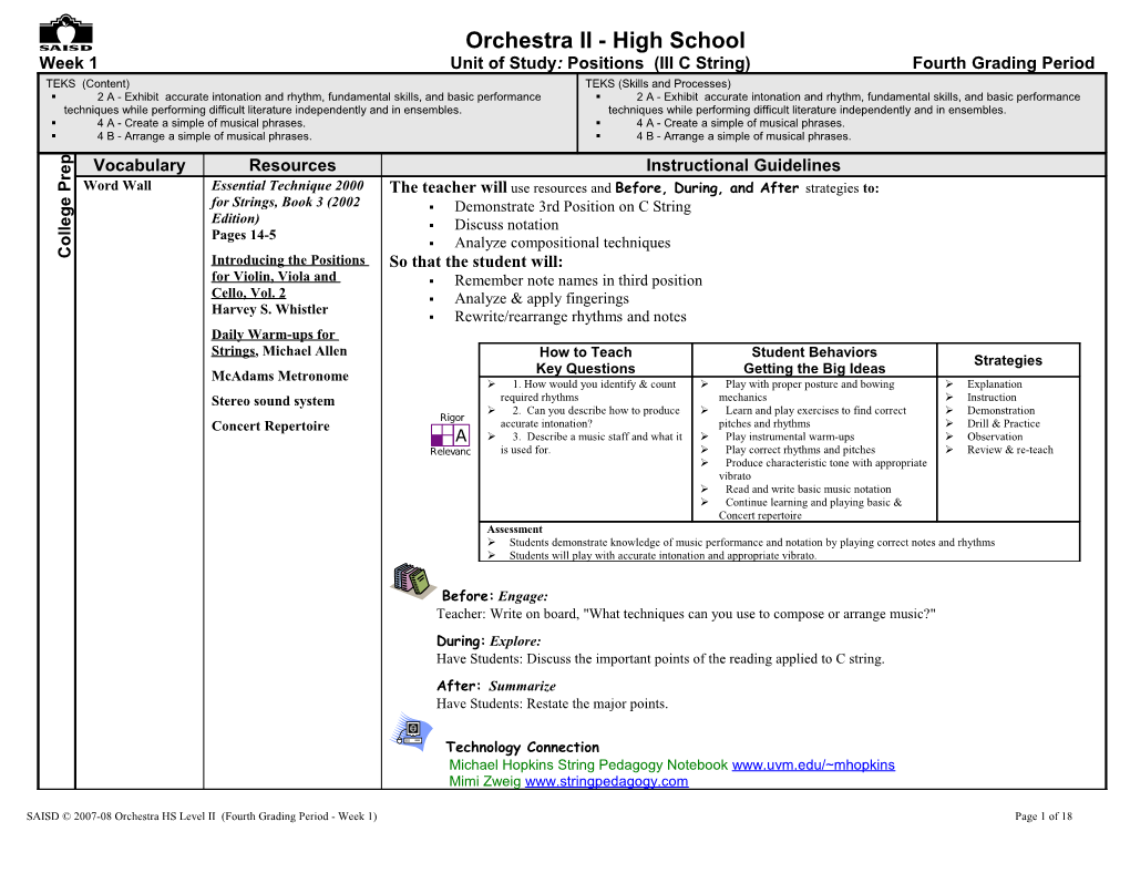 Orchestra Scope and Sequence