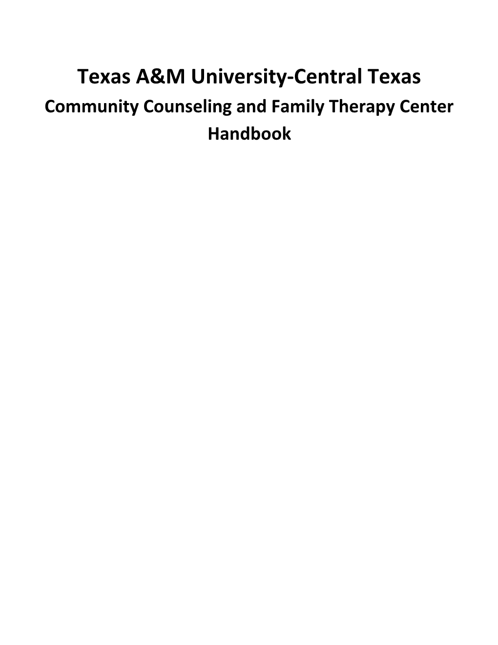Community Counseling and Family Therapy Center Handbook