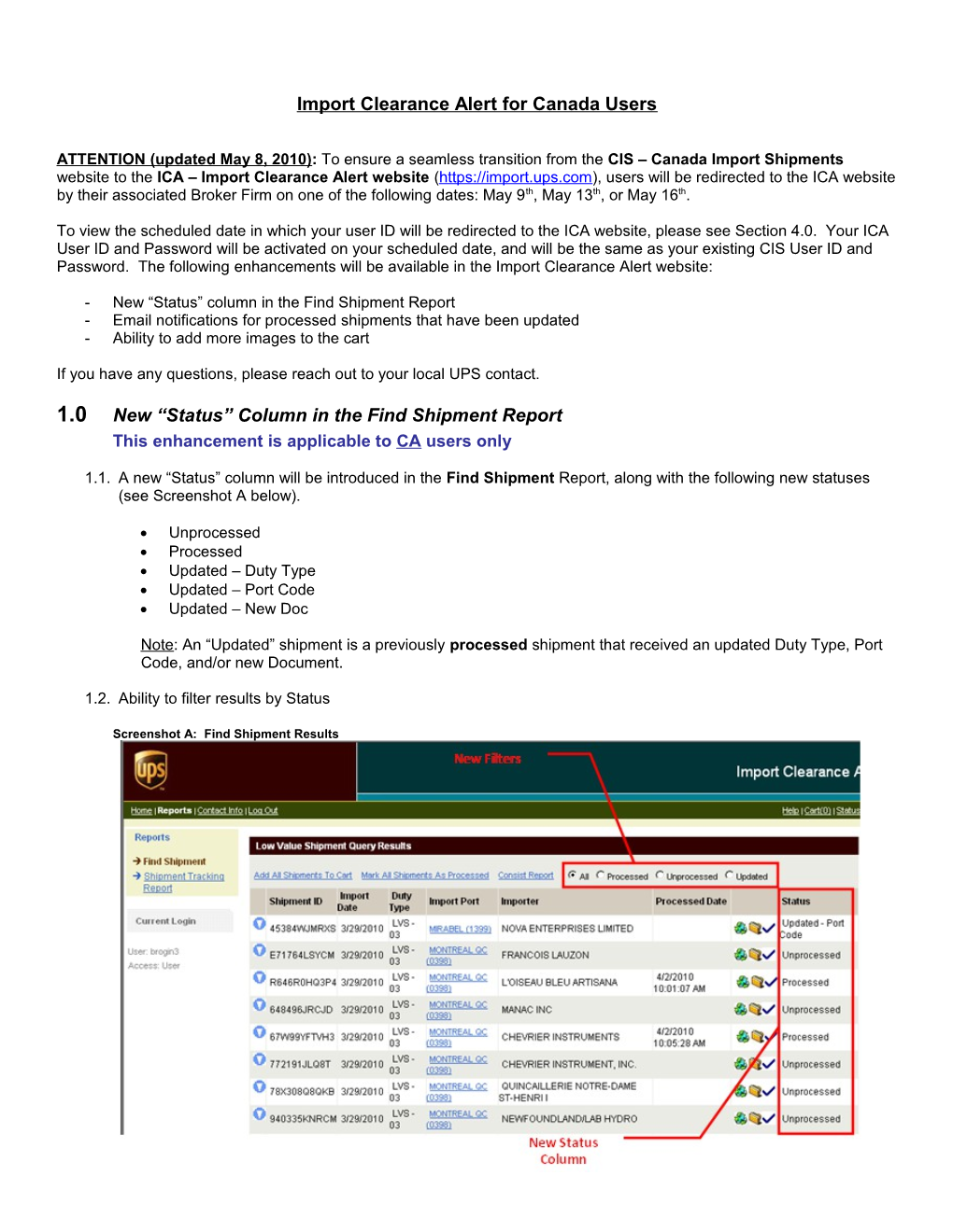 Import Clearance Alert for Canada Users