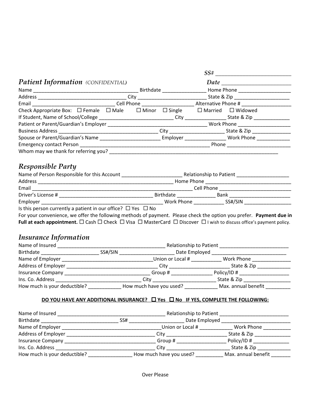 Patient Information (CONFIDENTIAL) Date ______