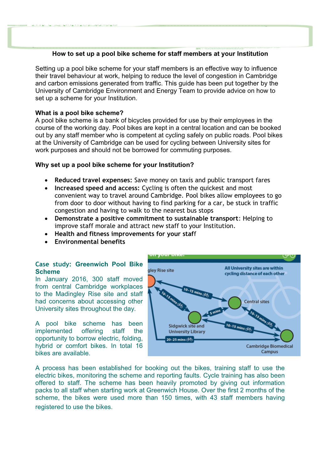 How to Set up a Pool Bike Scheme for Staff Members at Your Institution