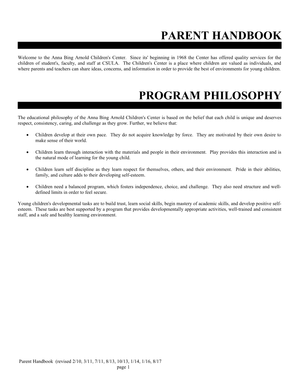 Program Philosophy