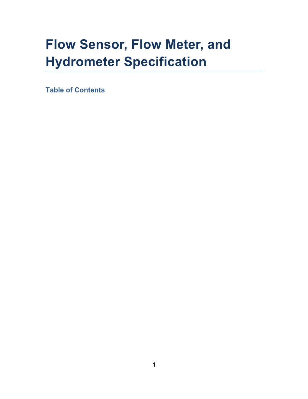 Flow Sensor & Hydrometer Nonprorietary Spec