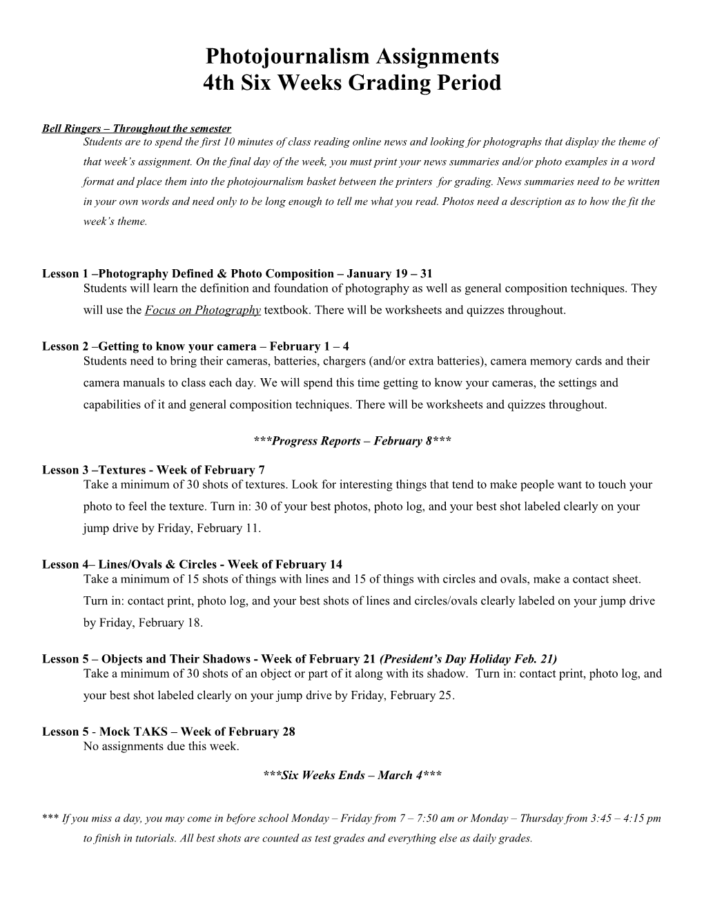 4Th Six Weeks Grading Period