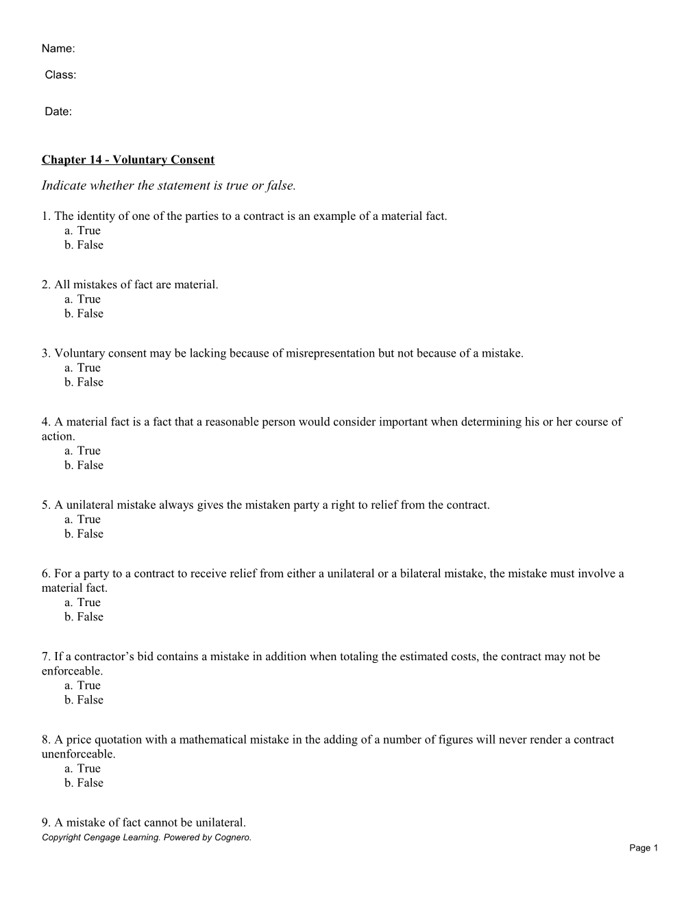 Chapter 14 - Voluntary Consent