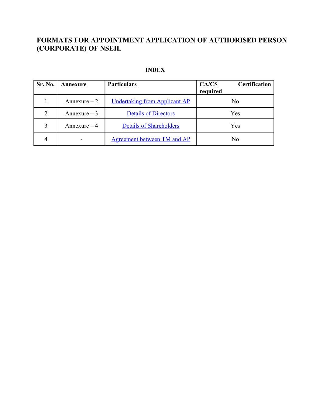 Application Form for Appointment of Authorised Person in the Capital Market / Futures &