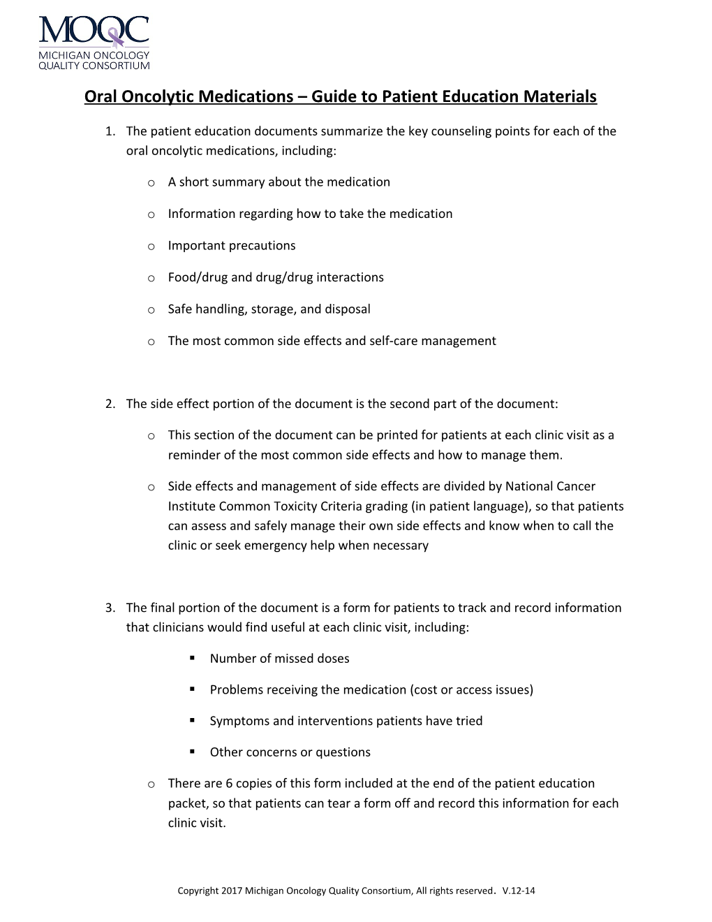 Oral Oncolytic Medications Guide to Patient Education Materials