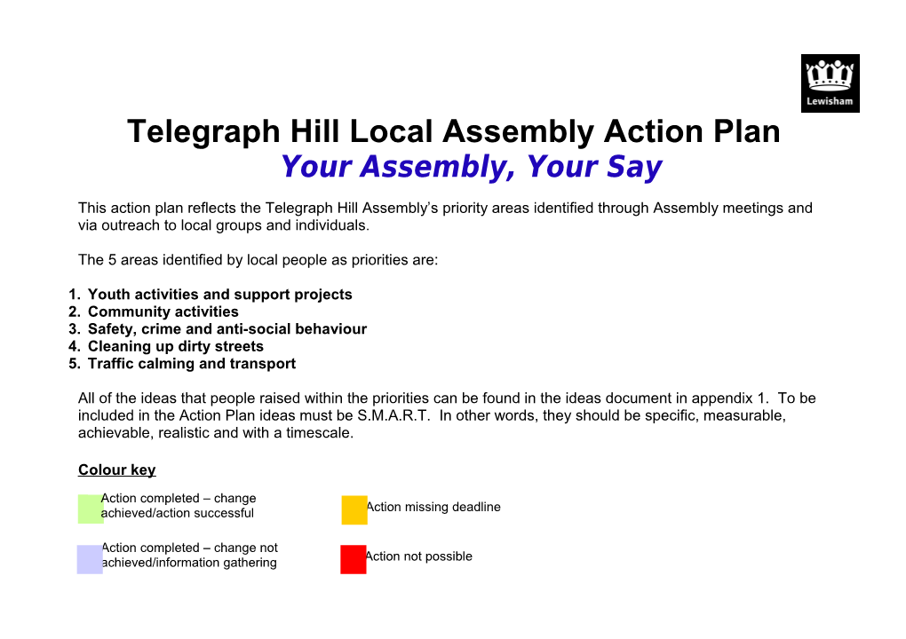 Telegraph Hill Action Plan 2012-13