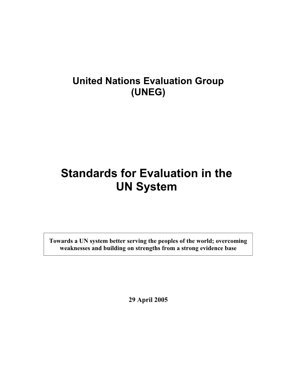 United Nations Evaluation Norms Standards