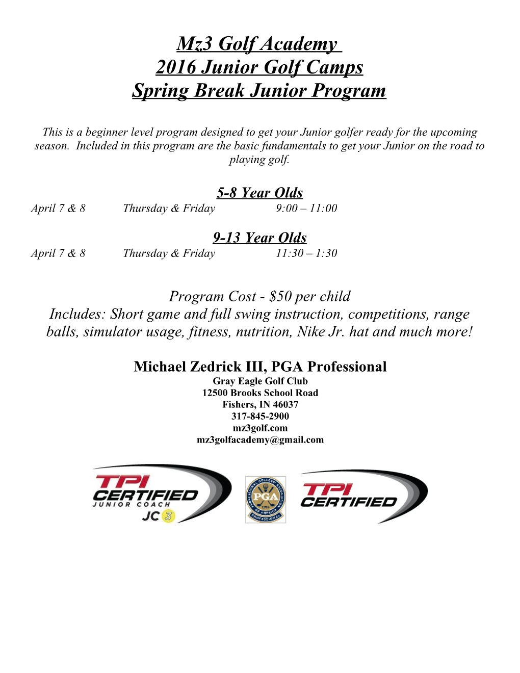 Spring Break Junior Program