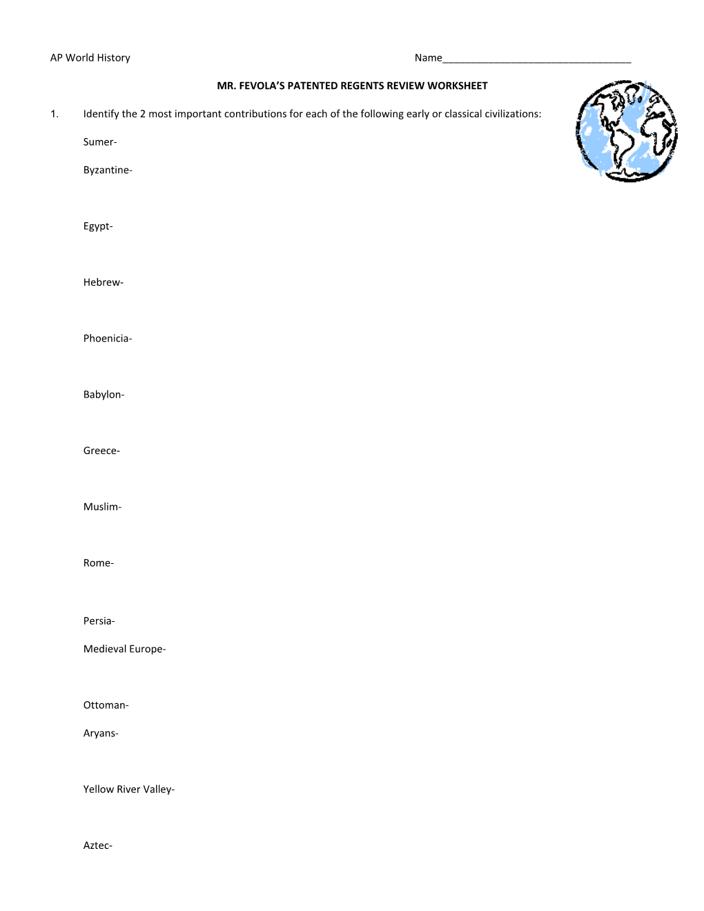 Mr. Fevola S Patented Regents Review Worksheet