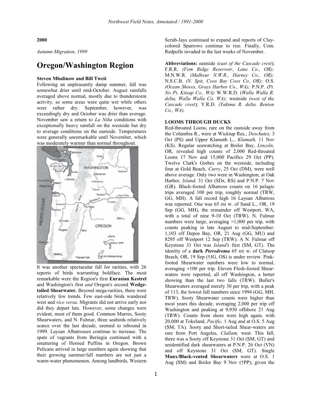 Northwest Field Notes, Annotated / 1991-2000