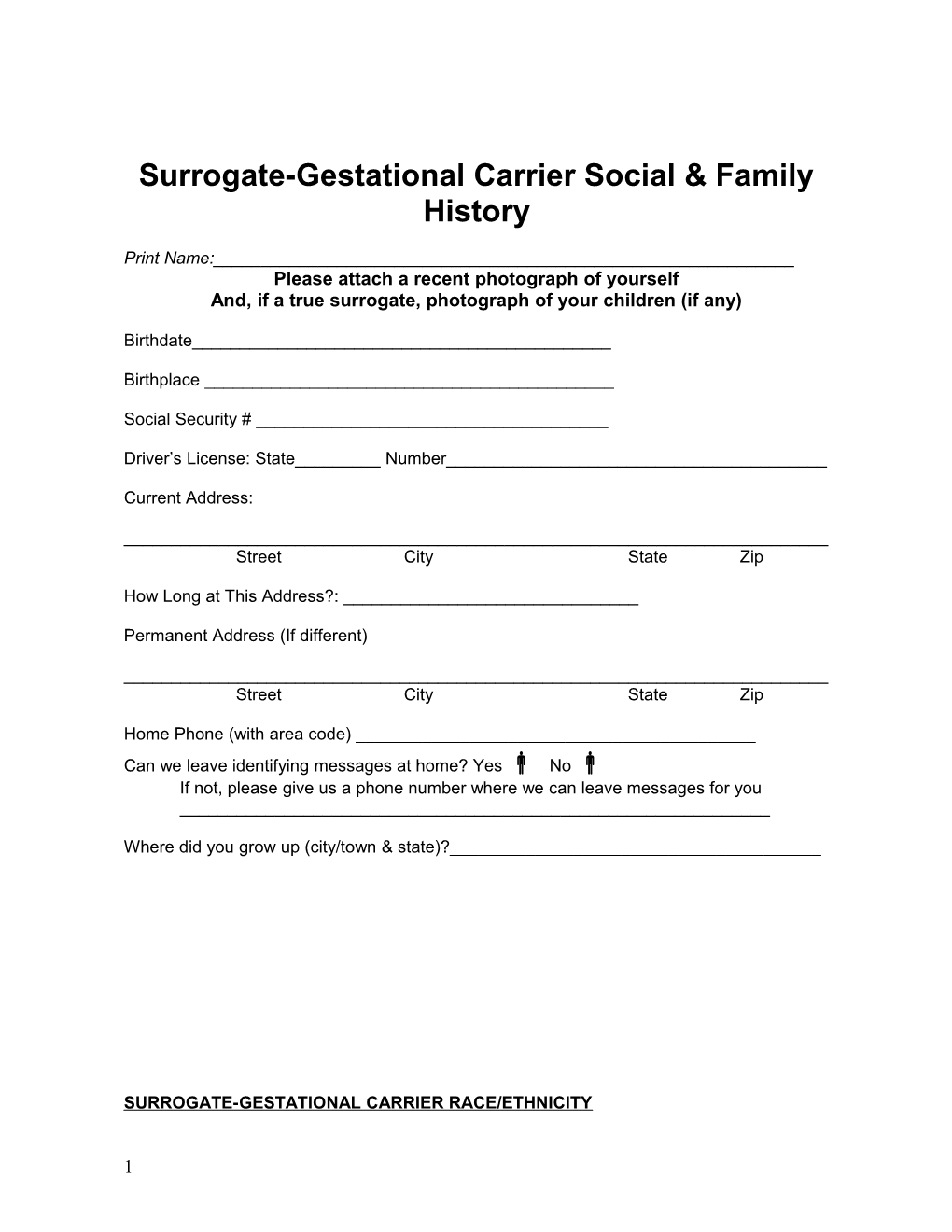 Surrogate-Gestational Carriersocial & Family History