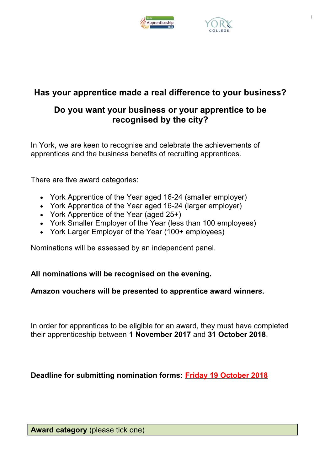 Do You Want Your Business Or Your Apprentice to Be Recognised by the City?