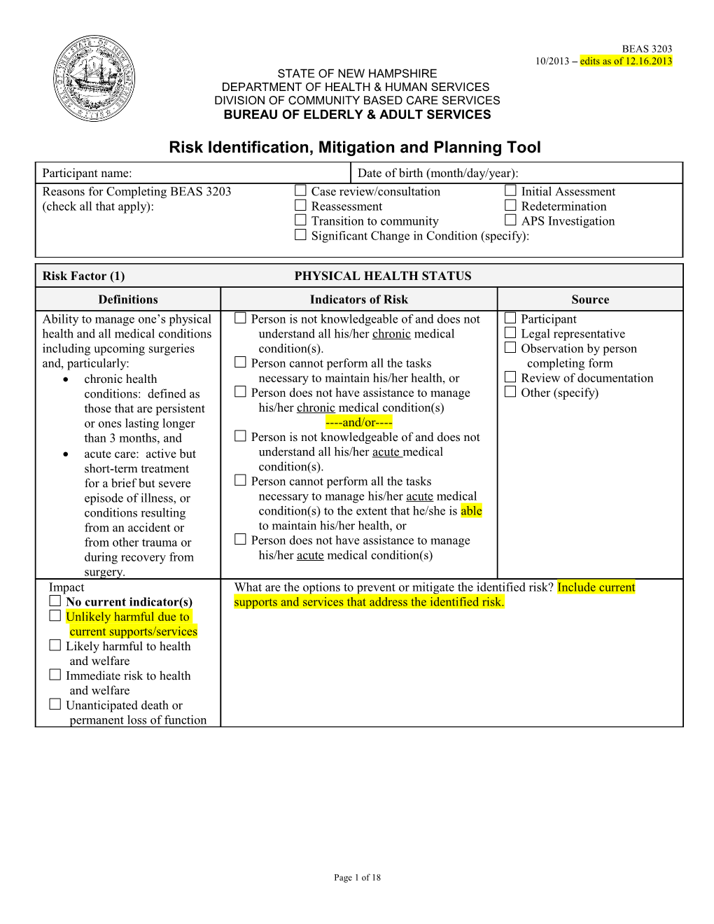 Choices for Independence Risk Management Planning