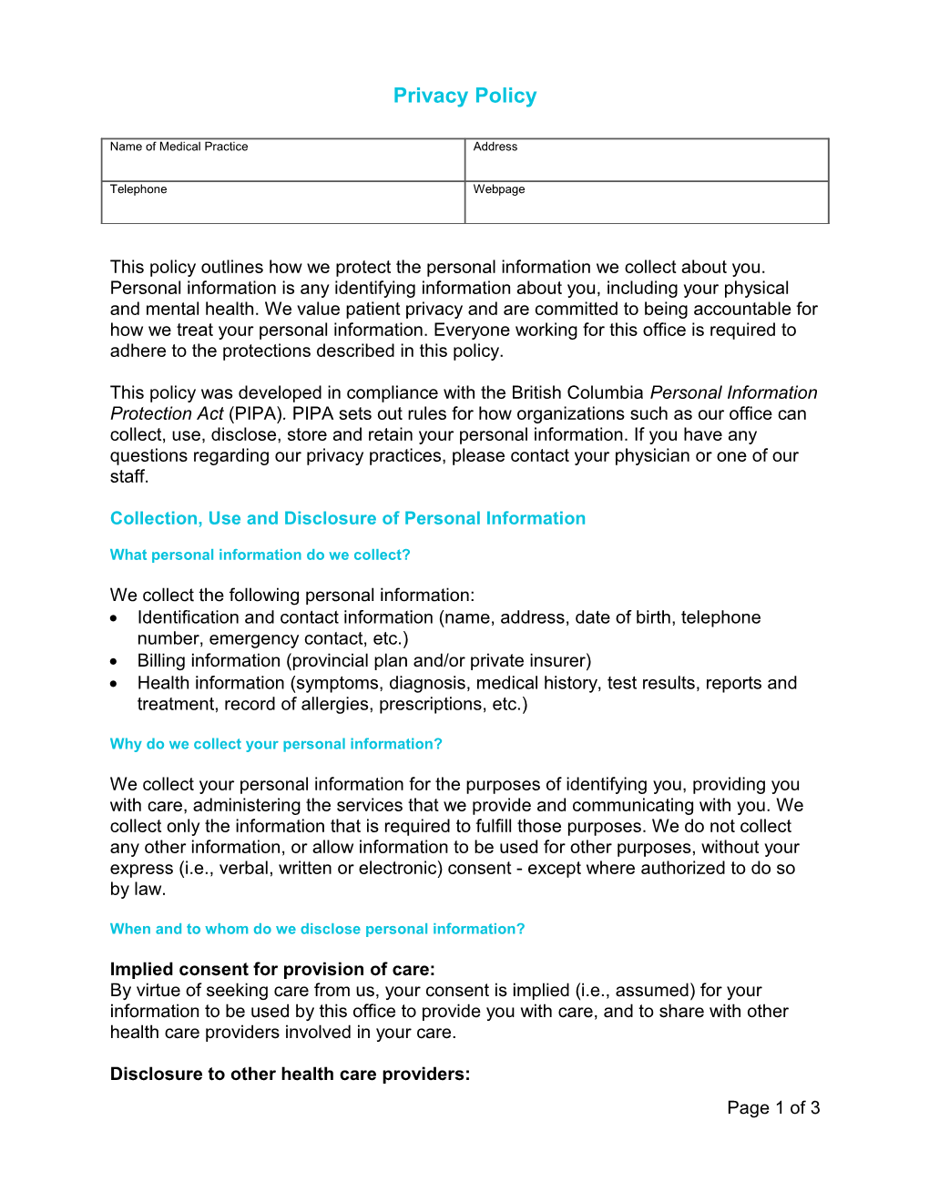 Privacy and Security in the BC Health Care System Today