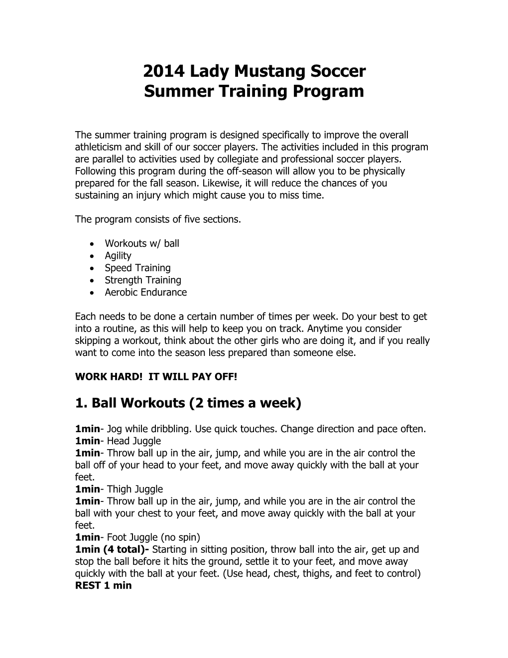 2007 Mustang Summer Training Program
