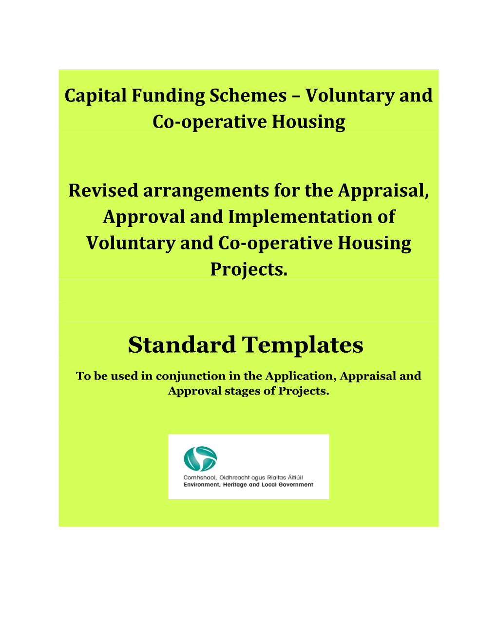 Capital Funding Schemes Voluntary and Co-Operative Housing