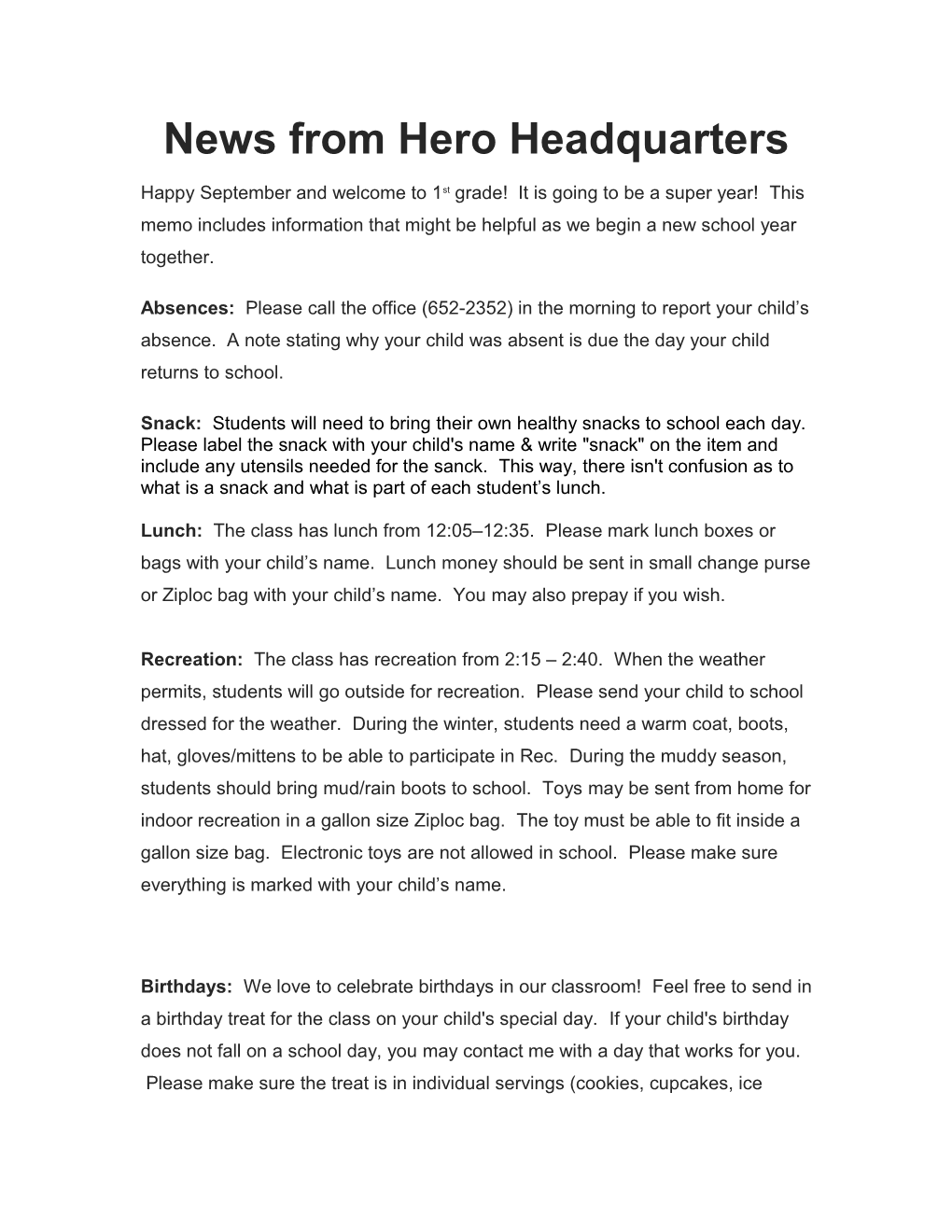 News from Hero Headquarters