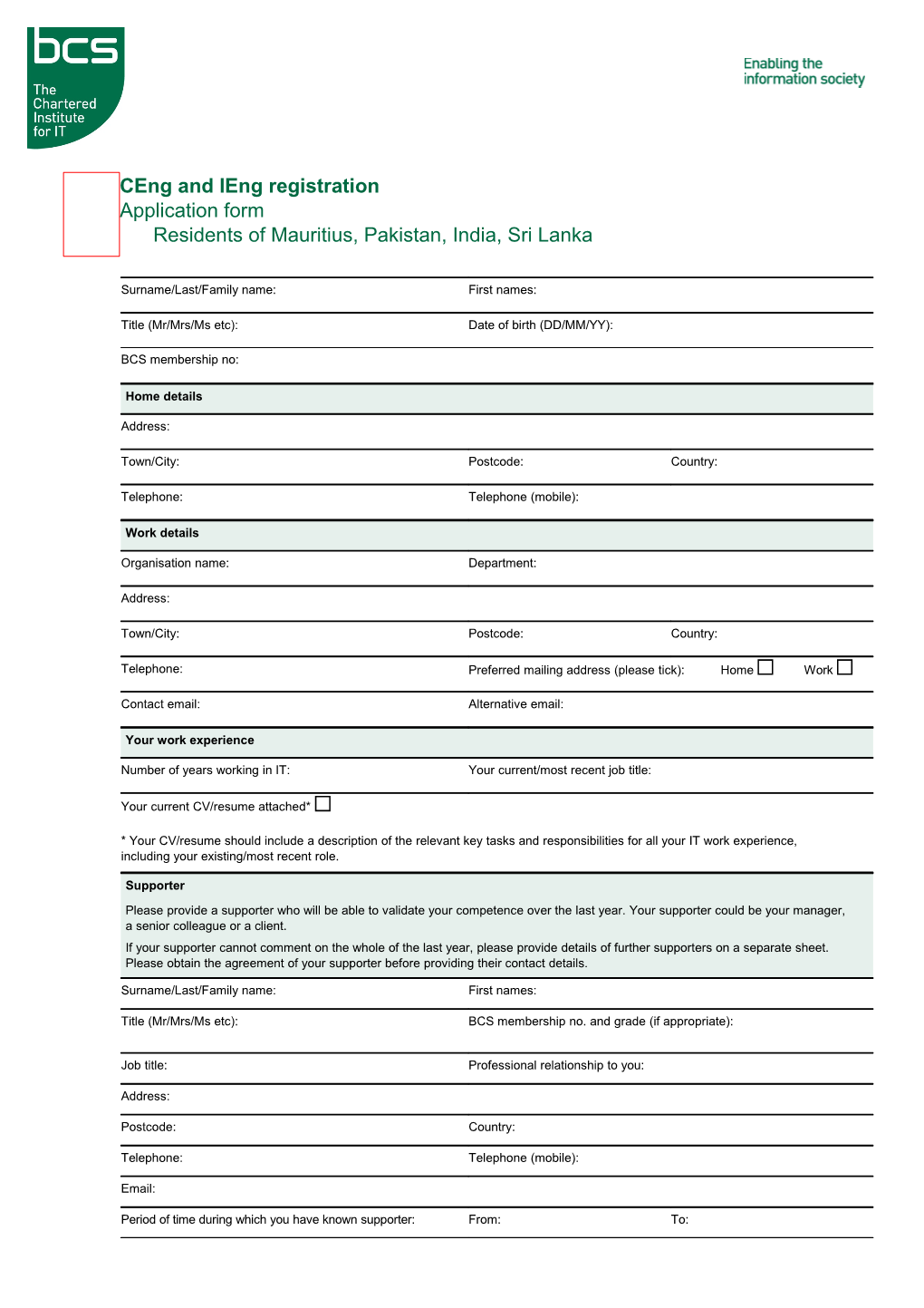 Ceng and Ieng Registration