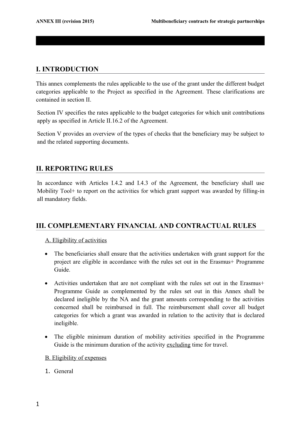 ANNEX III (Revision 2015)Multibeneficiary Contracts for Strategic Partnerships