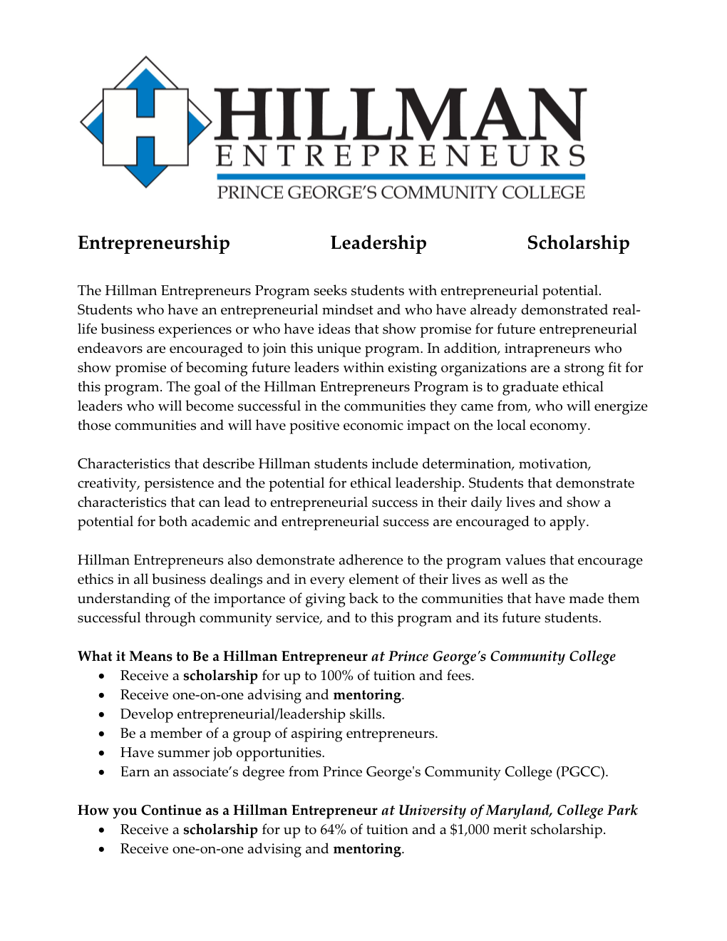 The Hillman Entrepreneurs Program