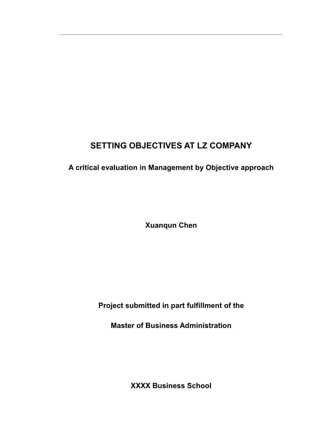 An Exam on Process of Objective Setting in Management by Objectives Of