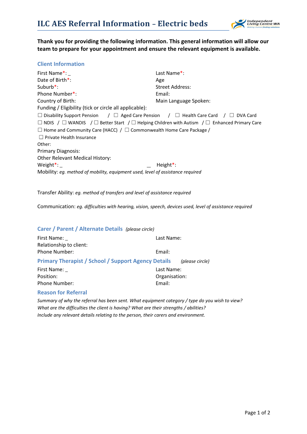 ILC AES Referral Form Beds Template