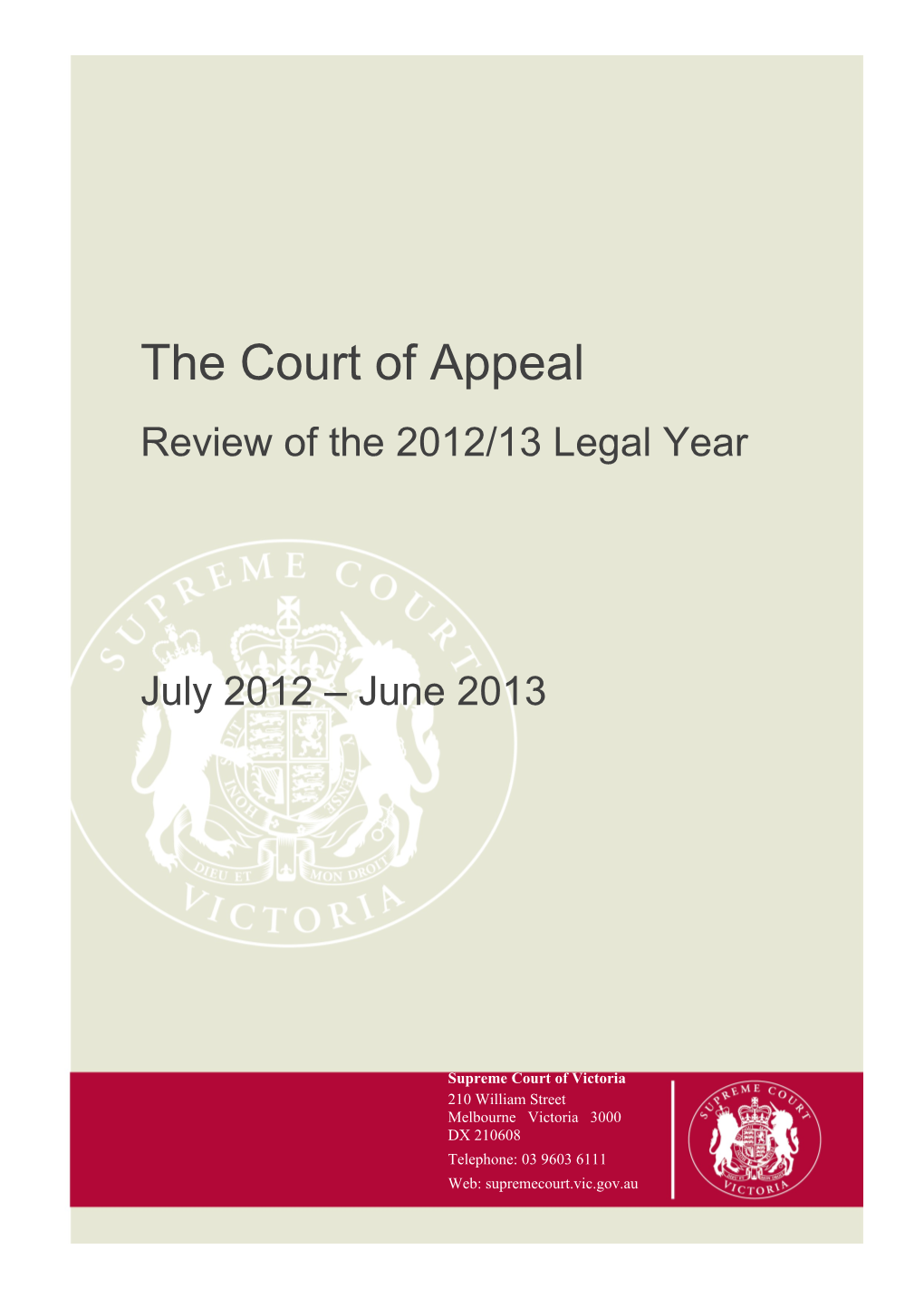 Court of Appeal Review of Legal Year 2012-13