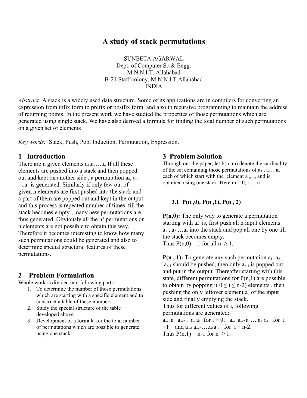 A Study of Stack Permutations