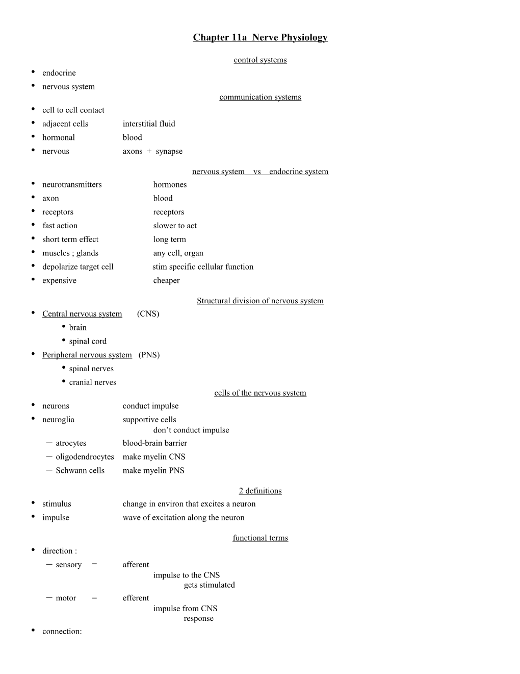 Chapter 11A Nerve Physiology