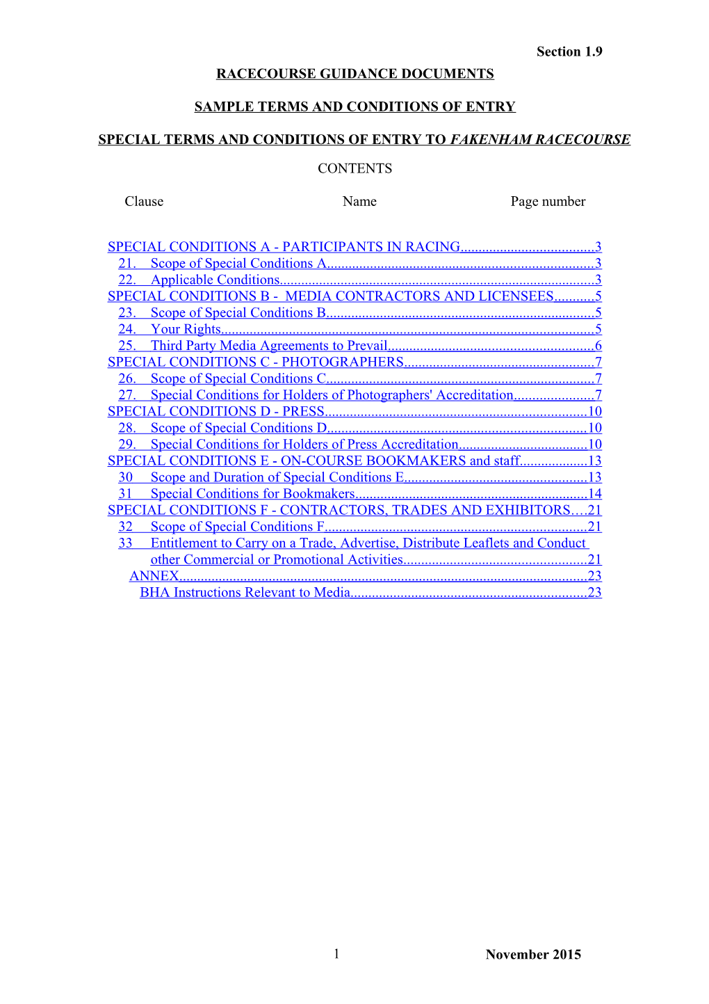 Racecourse Guidance Document