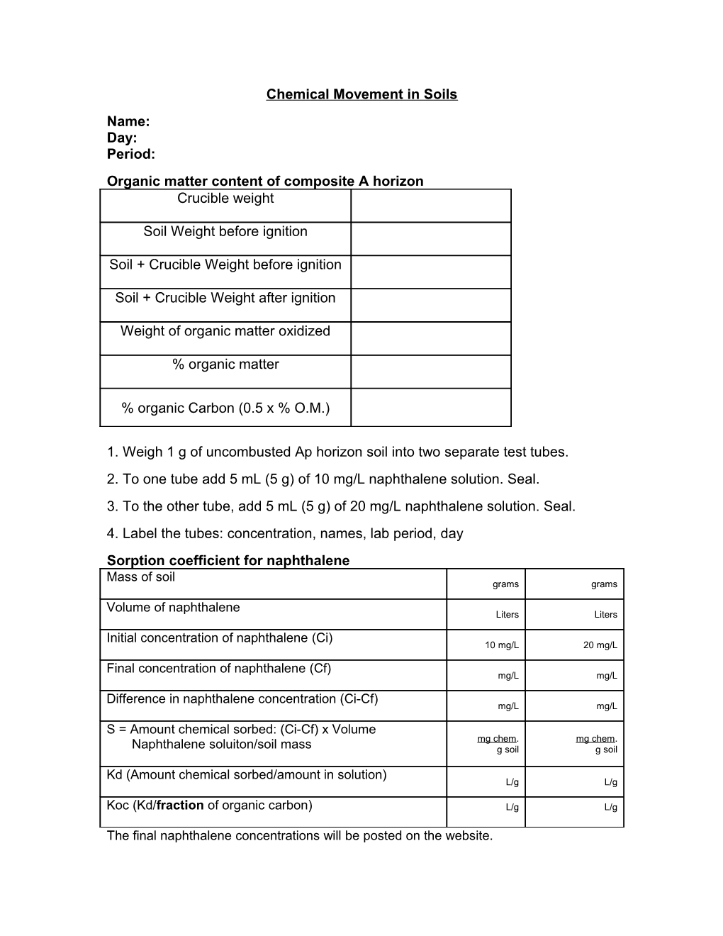 Chemical Movement in Soils