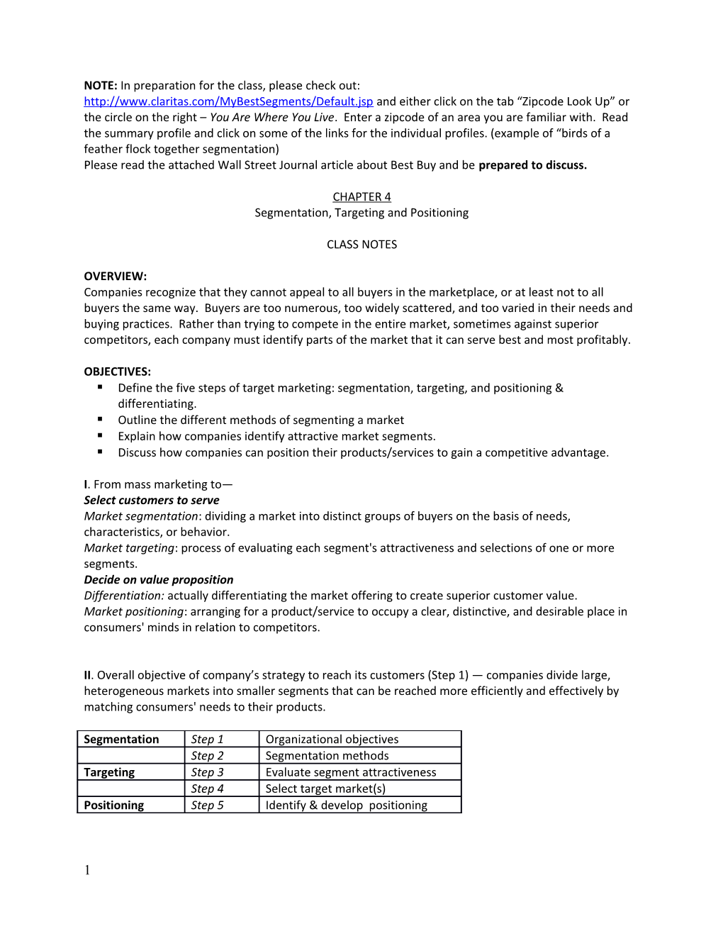 Segmentation, Targeting and Positioning