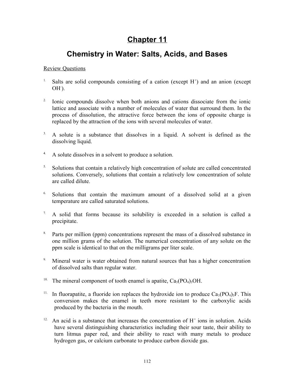 Chemistry in Water: Salts, Acids, and Bases