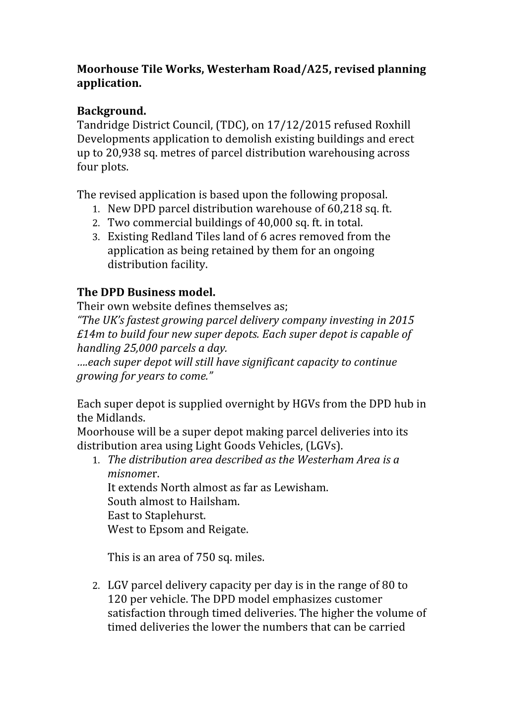 Moorhouse Tile Works, Westerham Road/A25, Revised Planning Application