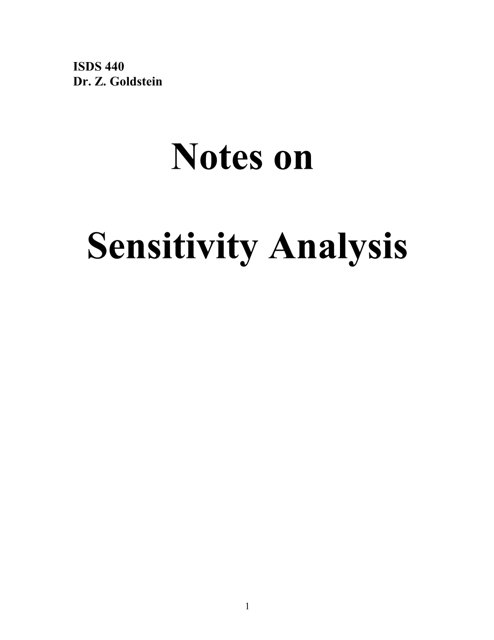 Notes on Sensitivity Analysis