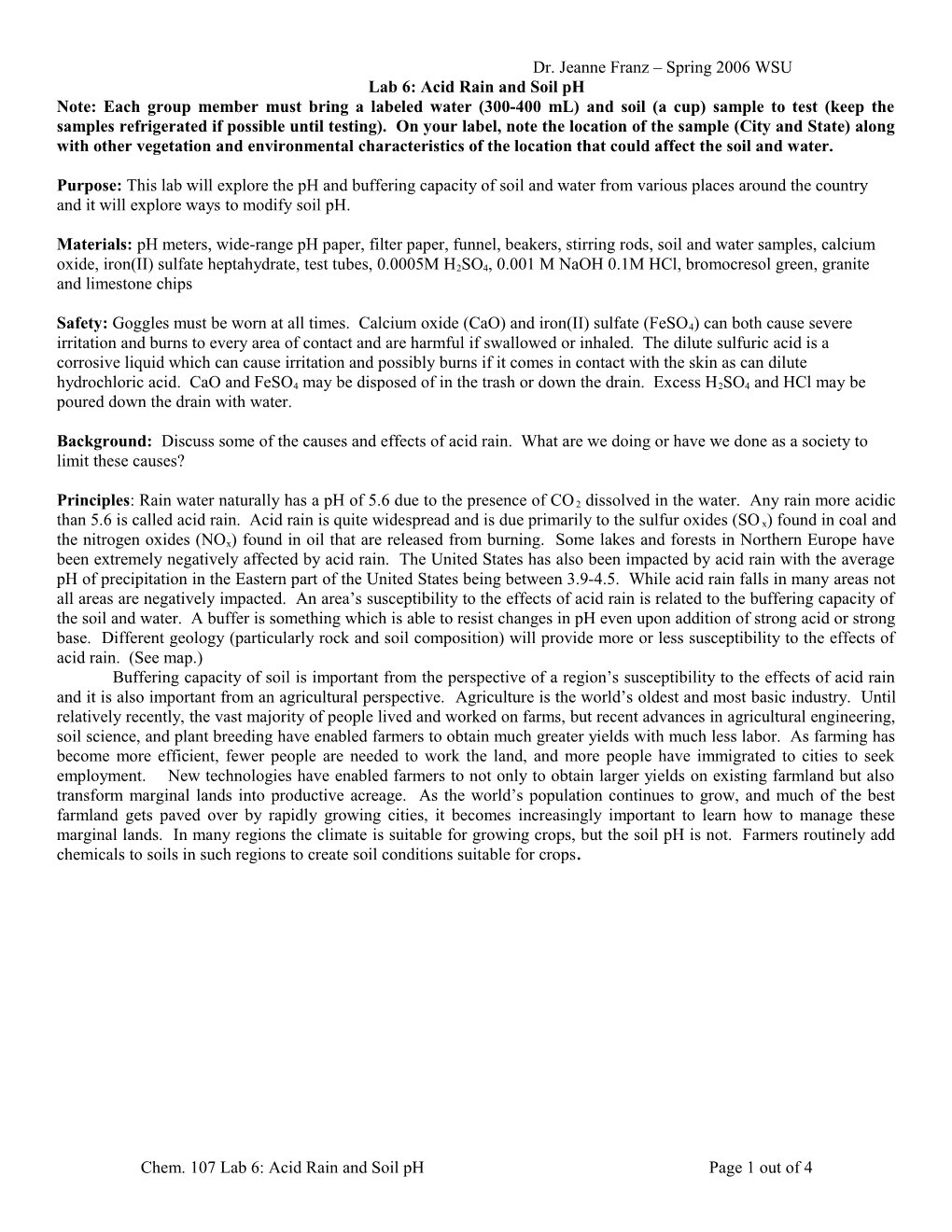 Lab 6: Acid Rain and Soil Ph