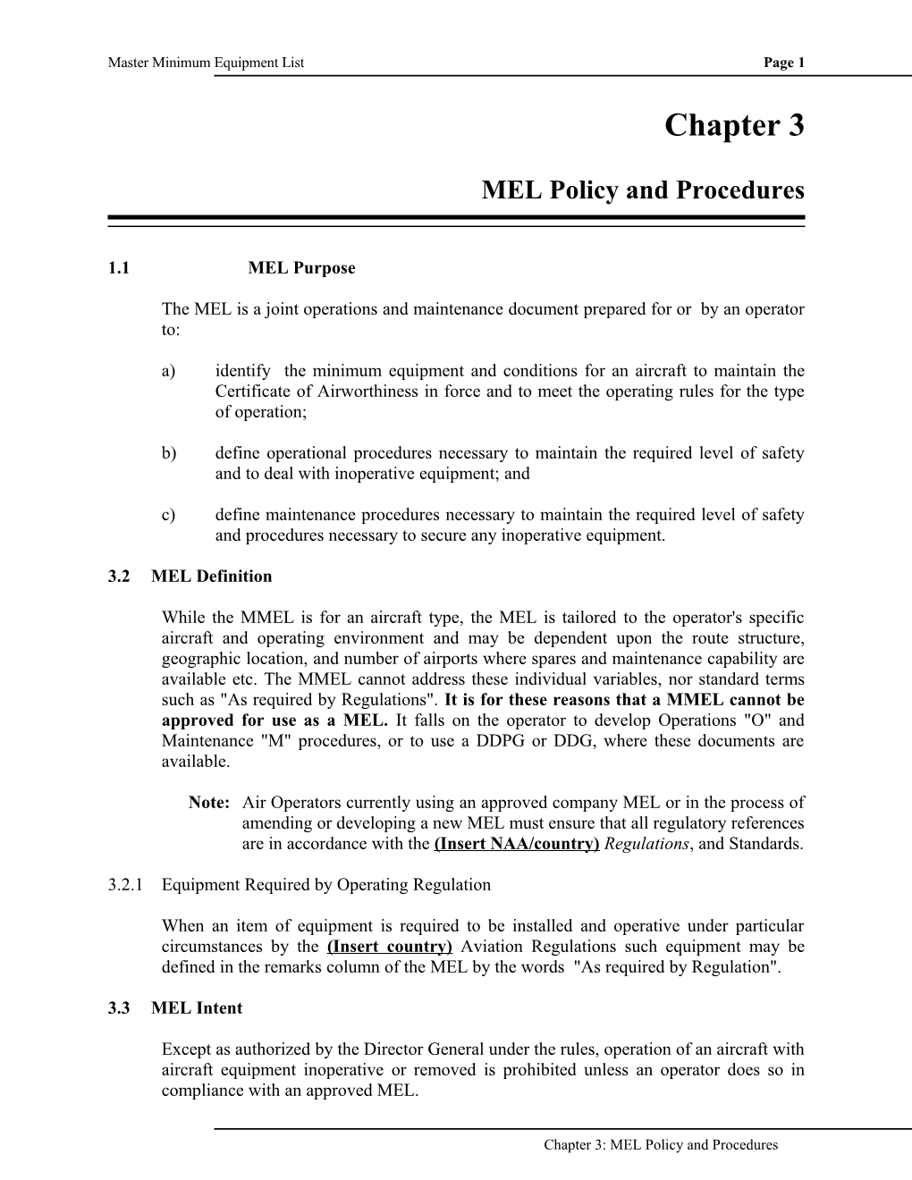 MEL Policy and Procedures