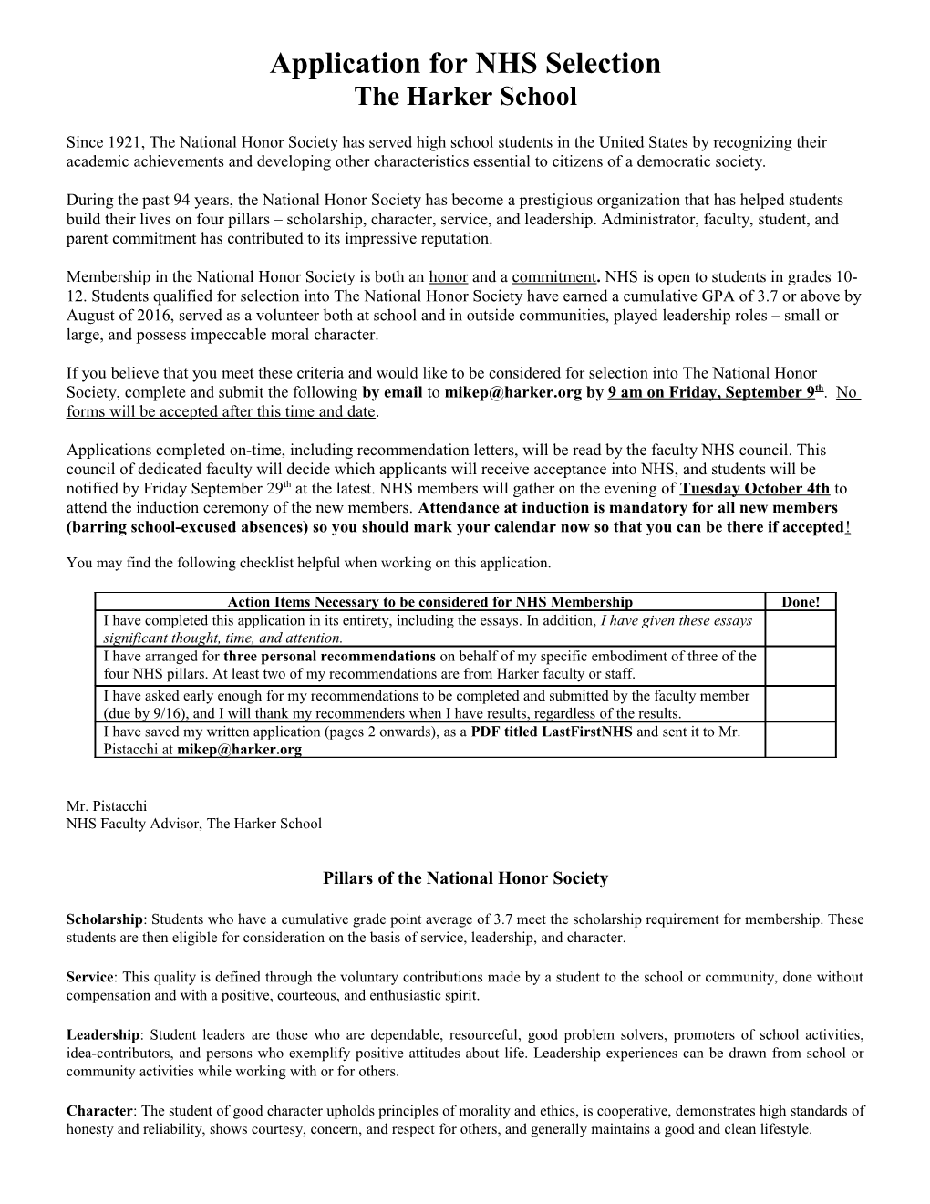 NHS Student Activity Information Form