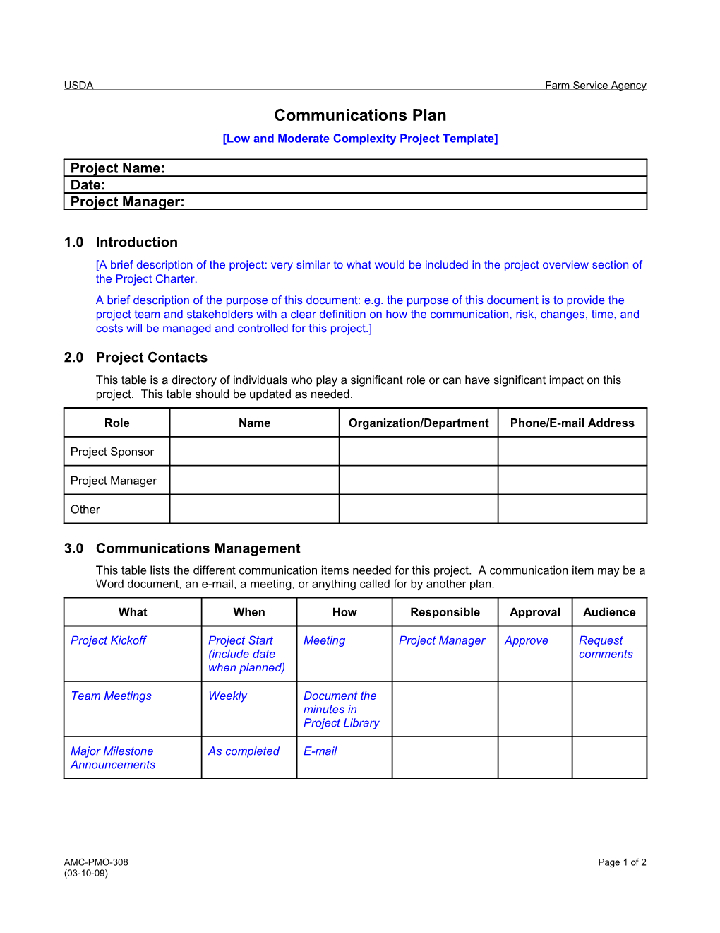 Low and Moderatecomplexity Project Template