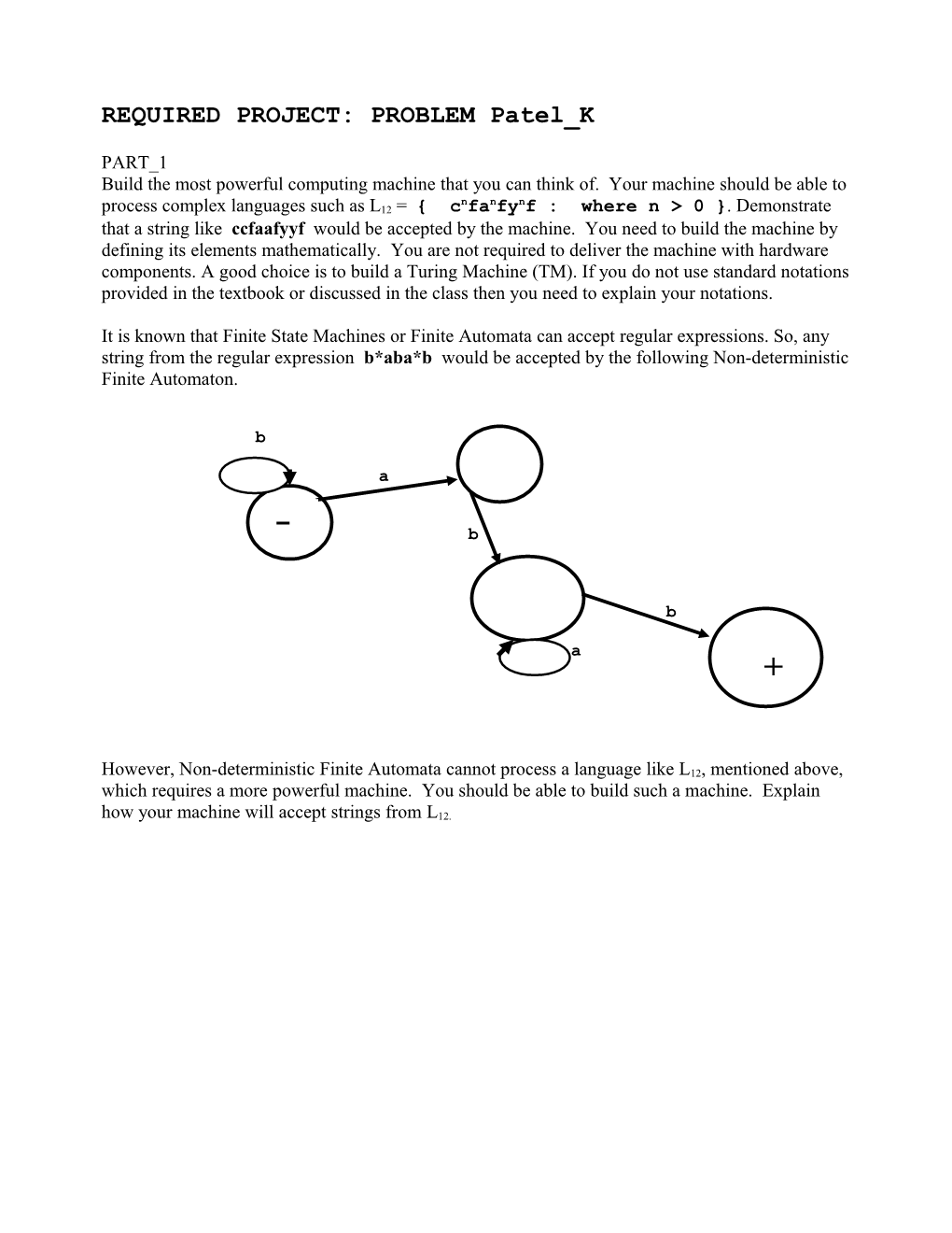 REQUIRED PROJECT:PROBLEM Patel K