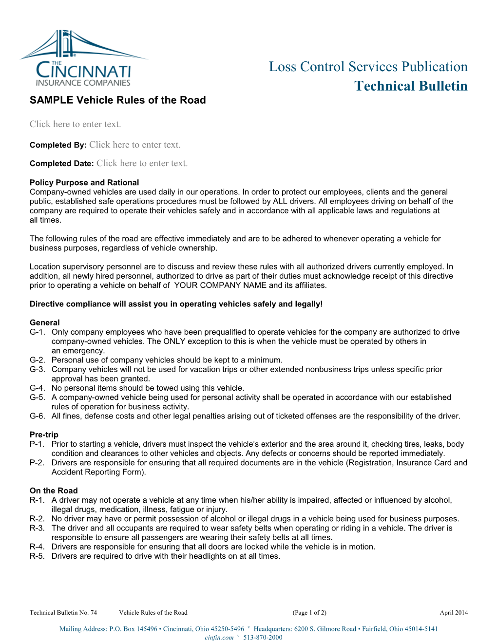 SAMPLE Vehicle Rules of the Road