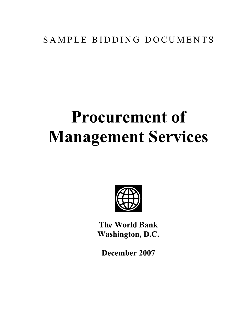 Procurement of Management Services