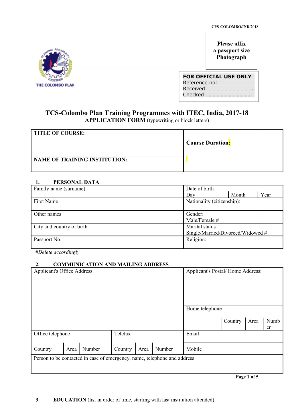 MTCP - Colombo Plan Joint Training Courses